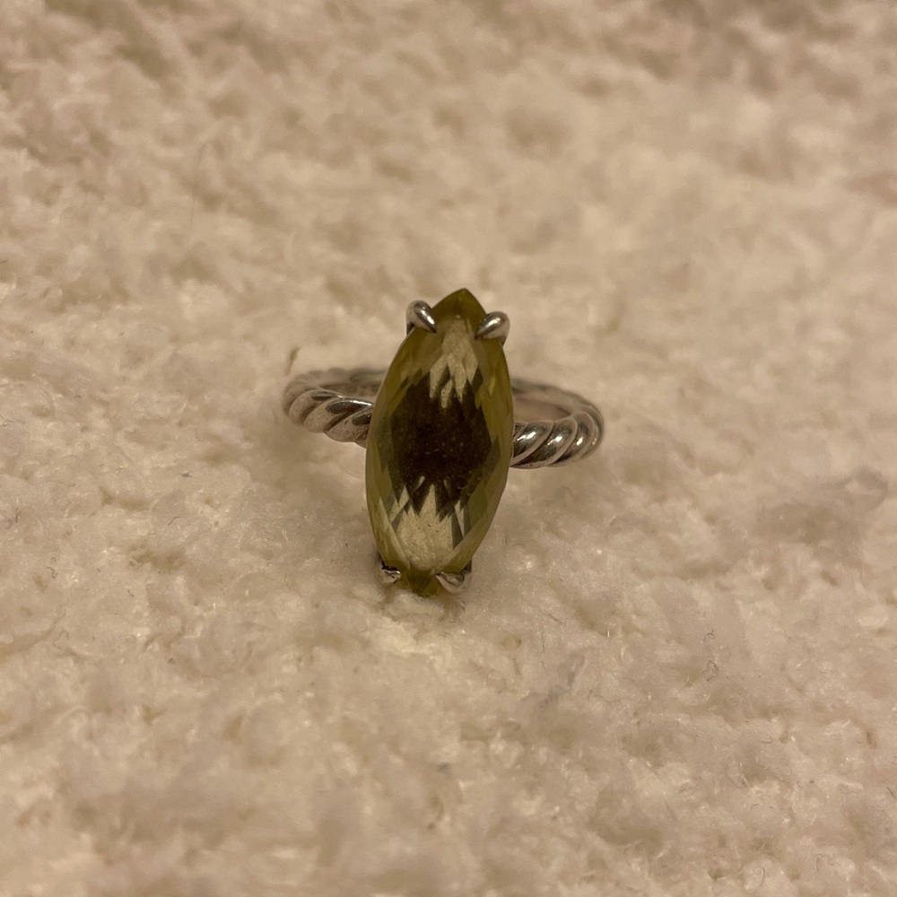David Yurman Ring with Green Gemstone (Size 7)